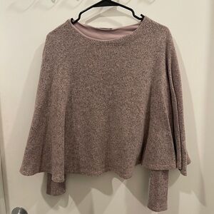 Zara Cozy Pink Poncho Sweater with sleeves